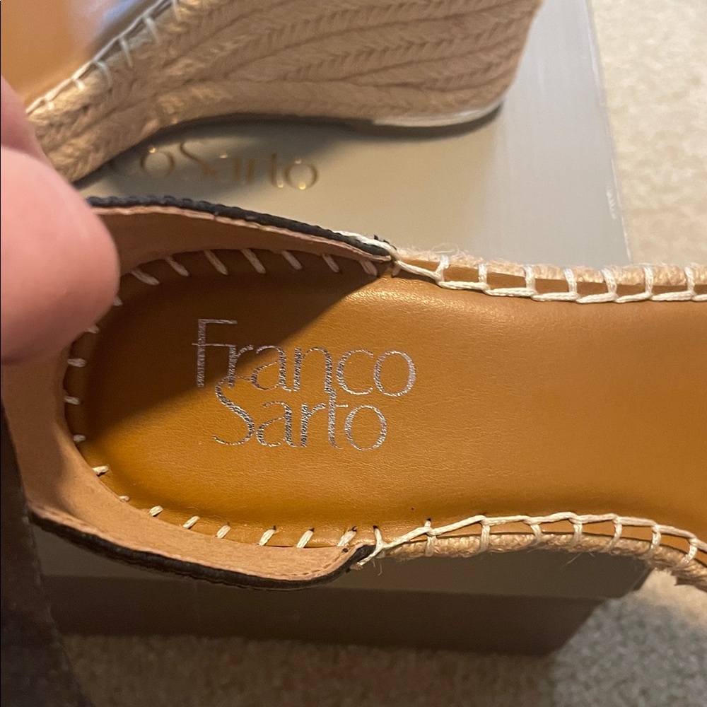 Franco Sarto Black Espadrille Wedge Sandals - Picture 2 of 13